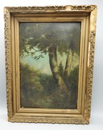 ANTIQUE LANDSCAPE OIL ON BOARD FRAMED