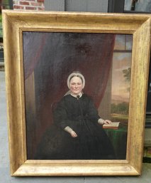 18c DUTCH OIL ON CANVAS PAINTING OF A SEATED WOMAN