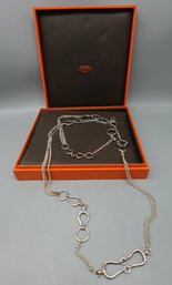 STUNNING VERY LONG STERLING HERMES NECKLACE SIGNED