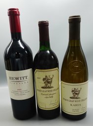 LOT OF THREE VINTAGE BOTTLES OF CALIFORNIA WINE