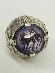 VINTAGE MONUMENTAL .800 SILVER & LAPIS SIGNET RING