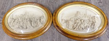 ORIGINAL SIGNED JUSTIN MATHIEU 1799-1864 PAIR OF RELIGIOUS RELIEF PLAQUES SCULPTURE