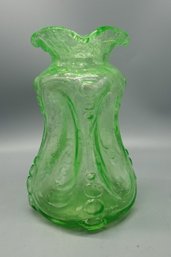 ANTIQUE RARE EARLY PHOENIX ART GLASS ORGANIC PINCHED VASELINE VASE