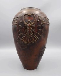 ANTIQUE BRONZE MEIJI PERIOD JAPANESE ART NOUVEAU VASE