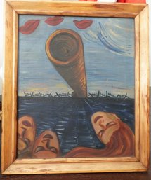 VINTAGE  MID CENTURY SURREALISM OIL ON CANVAS PAINTING