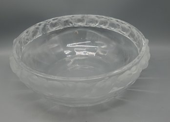 LARGE SIGNED LALIQUE CRYSTAL MESANGES DOVE BOWL