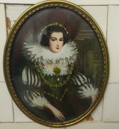 ANTIQUE  OIL PAINTING ON IVORY OF A ROYAL WOMAN