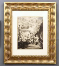 REMBRANDT ENGRAVING THE DEATH OF THE VIRGIN FRAMED