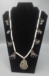 HEAVY STERLING SILVER WOLF NECKLACE