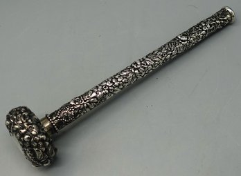 ANTIQUE ART NOUVEAU REPOUSSE STERLING SILVER WALKING STICK