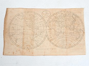 C. 1793 ENOCH GRIDLEY WORLD MAP ENGRAVING