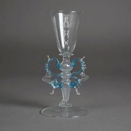 ANTIQUE VENETIAN ITALIAN GUDENRATH ART GLASS DRAGON GOBLET