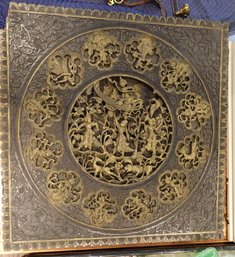 LARGE ANTIQUE ASIAN CHINESE HAND CARVED WOOD RELIEF PANEL