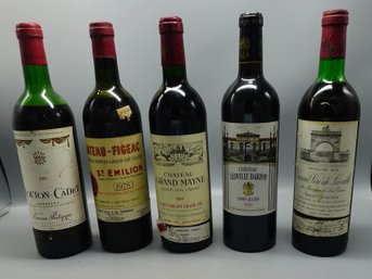 LOT OF FIVE VINTAGE BOTTLES OF FRENCH WINE GRAND CRU