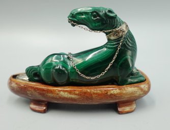 ANTIQUE HAND CARVED CHINESE MALACHITE  HORSE STATUE  SCULPTURE