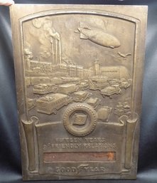 RARE 1930s CAST IRON GOOD YEAR ADVERTISING TRANSPORTATION SIGN PLAQUE