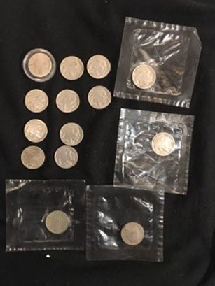 Lot Of 16 Coins, 13 Buffalo Nickels And 3 Liberty Nickels