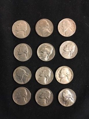 Lot Of 12 Jefferson Nickels