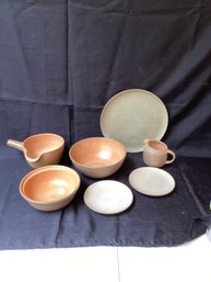 Heath Pottery, Lot Of 7 Pieces , * Note Repair On The Creamer