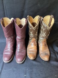 2 Pair Ladies Justin Cowboy Boots Size 6