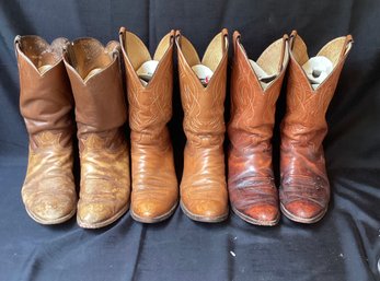 3 Pair Mens Size 11 Cowboy Boots, Tony Lama, Justin