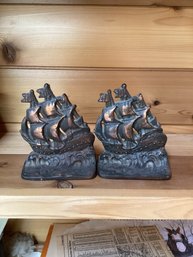 Vintage Boat Bookends Cast Iron