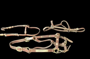 Lot Of 3 Horse Halters With Embellishments