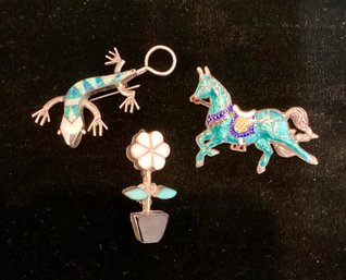 Lot Of 3 Sterling Pins/pendants