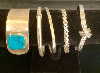 Lot Of 5 Sterling Silver Bracelets