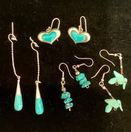Lot Of 4 Sterling And Turquoise Earrings