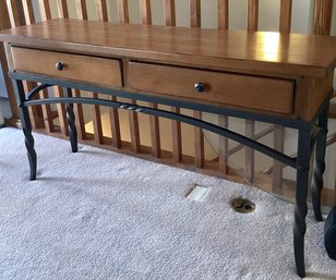Oak And Metal Console Table