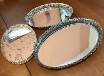 3 Vintage Oval Vanity Mirrors