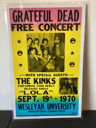 Grateful Dead 1970 Concert Promo Poster, Laminated