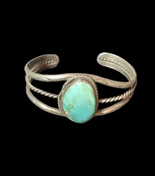 Vintage Native American Cuff Bracelet With Turquoise