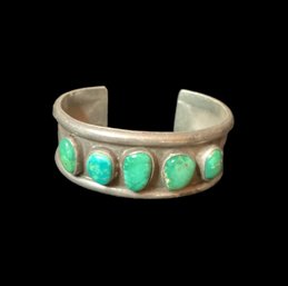 Vintage 5 Stone Turquoise Native American Cuff Bracelet