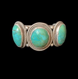 Vintage 3 Stone Turquoise Native American Bracelet