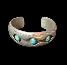 Sterling Native American Cuff Bracelet Marked WM