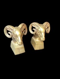 Rams Head Brass Bookends