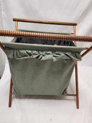 Vintage Folding Tapestry Knitting Yarn Basket