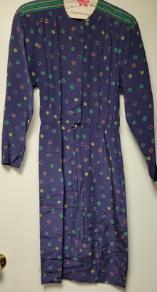 Vintage 100 Silk Liz Claiborne 80s Dress W/Shoulder Pads