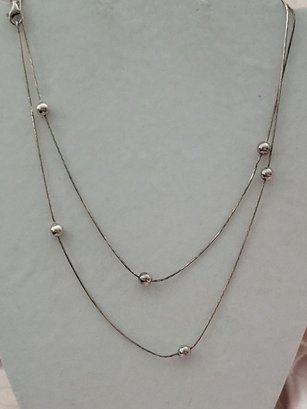 Long Sterling Silver With Ball Spacer Necklace