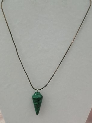Natural Stone Turquoise Cone Pendant Necklace On Sterling Silver Chain