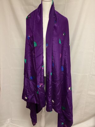 Purple Embroidered Wrap Around Scarf