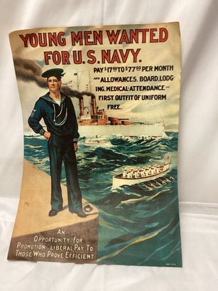 Young Men Wanted For U.S. Navy Poster