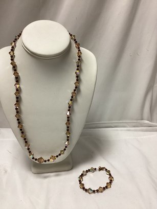 Cone Beaded Necklace With Matching Bracelet
