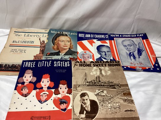 Vintage Sheet Music Lot And Military Nurse Advertising