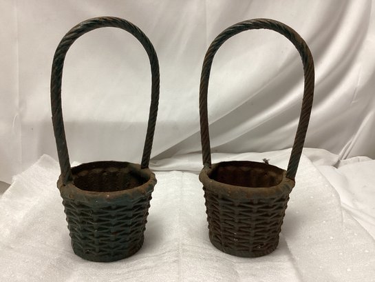 Pair Of Cast Iron Baskets
