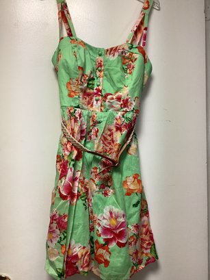 Floral Dress With Belt - Size 5