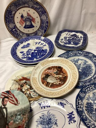 Blue And White Transferware, Avon, Betsy Ross, And More Collector's Plates