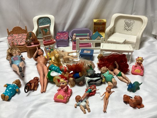 Vintage Dollhouse Furniture, Barbies, Toys, And More